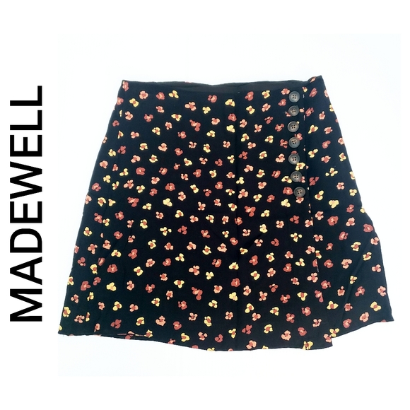 Madewell Dresses & Skirts - Madewell Black and Floral Print Lined Skirt Size 00 Zip